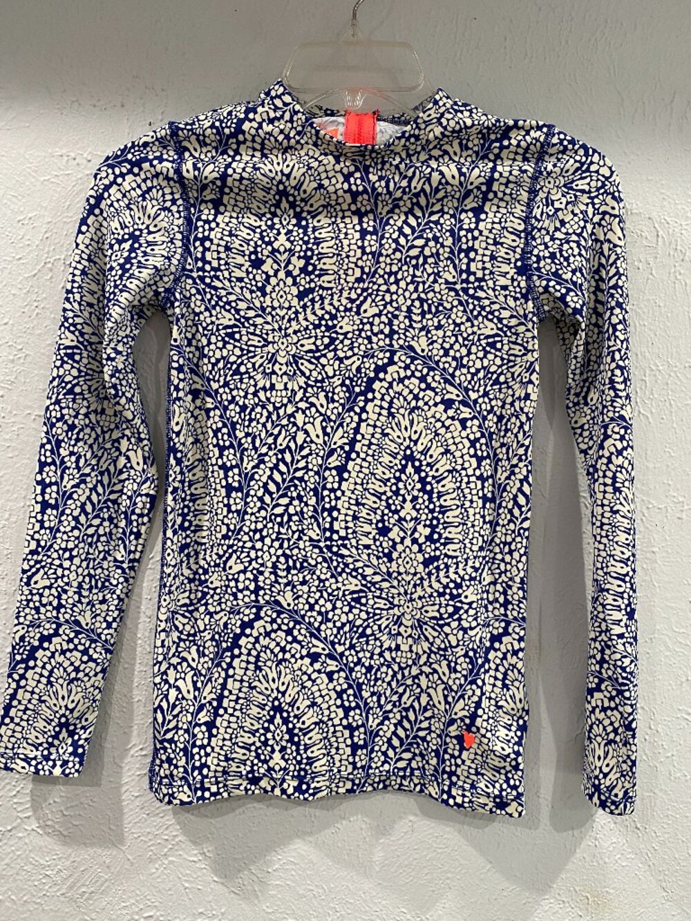 Crewcuts girl's size 14 blue and white long sleeved rash guard w/UPF 50+ protect